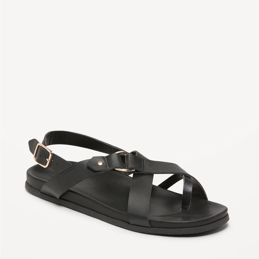 Old Navy‎ Strappy O-Ring Sandals Black Size 6.5 NWT